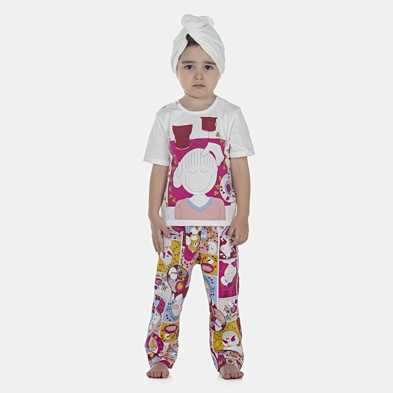 Pijama Feminino Baby Manga Curta e Calça