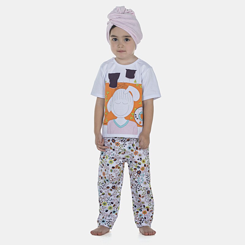 Pijama Feminino Baby Manga Curta e Calça