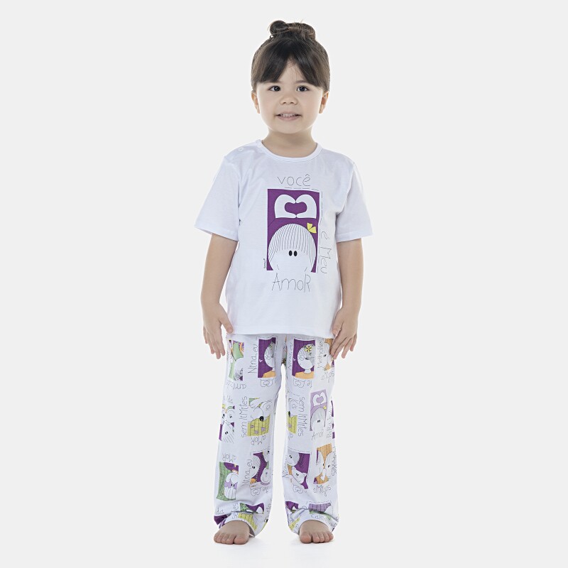 Pijama Feminino Baby Manga Curta e Calça