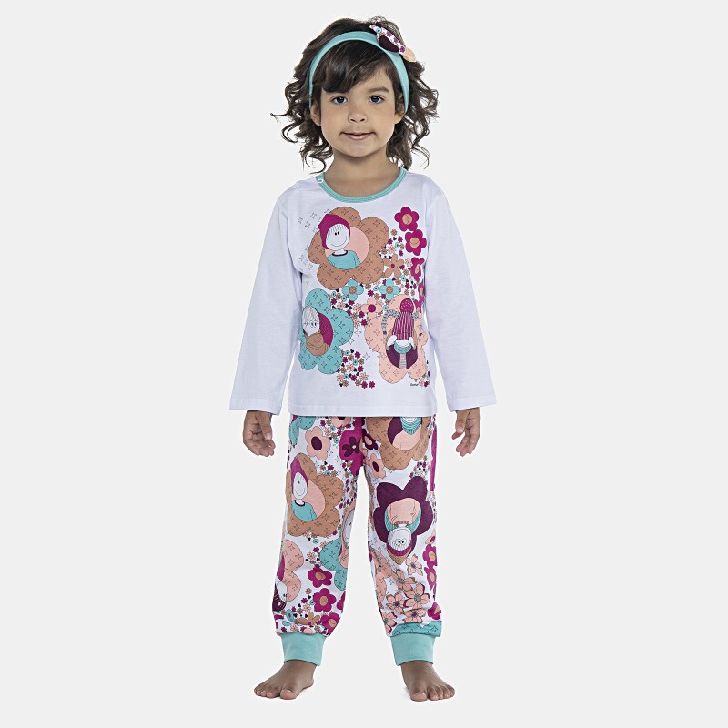 Pijama Feminino Baby Manga Longa e Calça Com Punhos