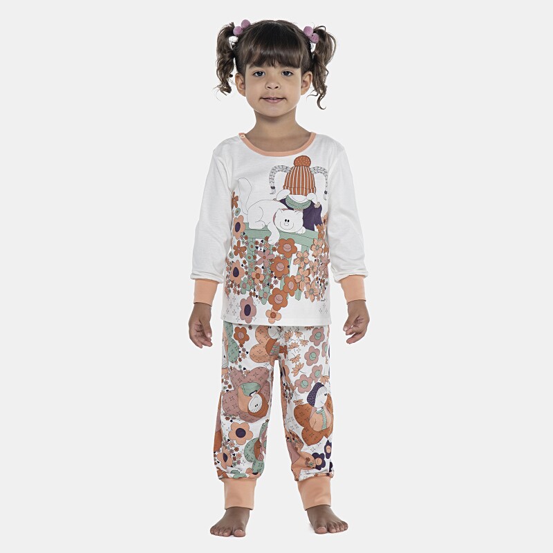 Pijama Feminino Baby Manga Longa e Calça Com Punhos