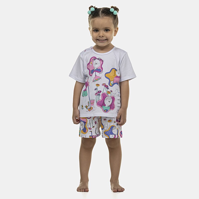 Pijama Feminino Baby Manga Curta e Short