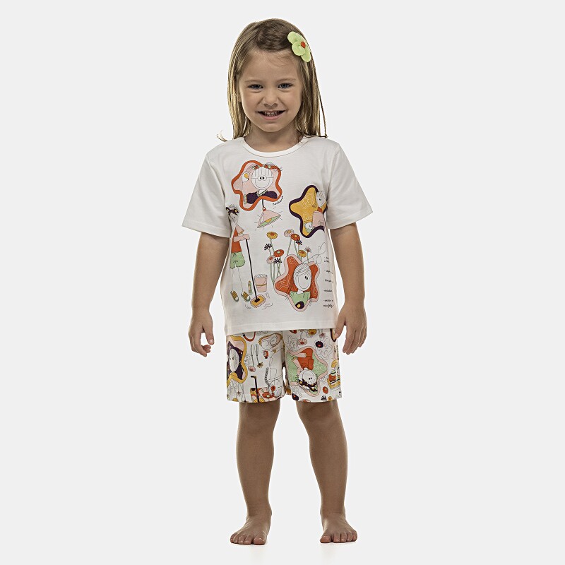 Pijama Feminino Baby Manga Curta e Short