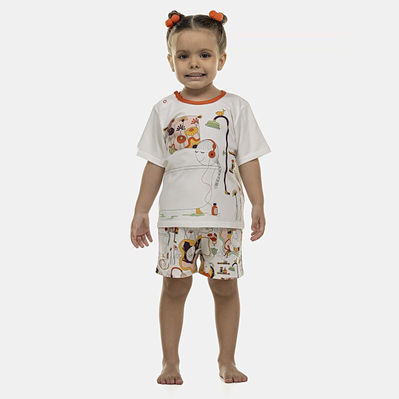 Pijama Feminino Baby Manga Curta e Short