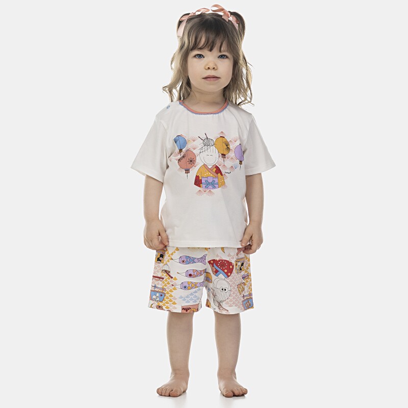 Pijama Feminino Baby Manga Curta e Short