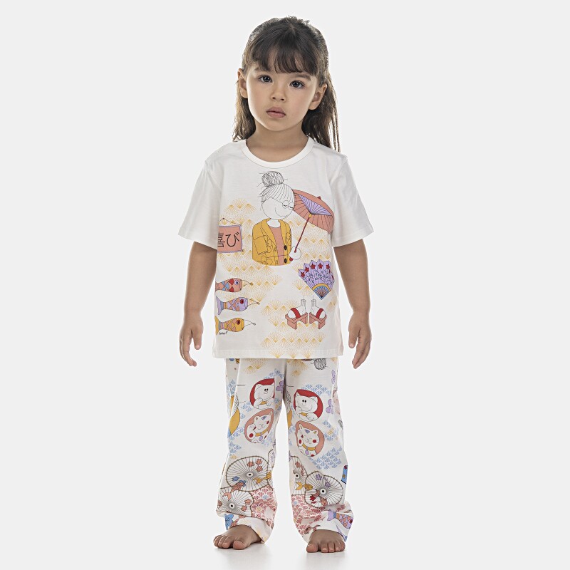 Pijama Feminino Baby Manga Curta e Calça