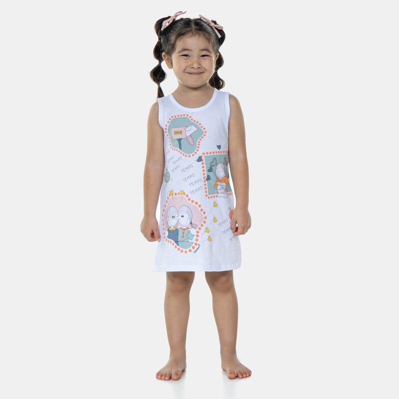 Pijama Feminino Sonhart | Camisola Infantil Menina Regata Média Pat e Annie