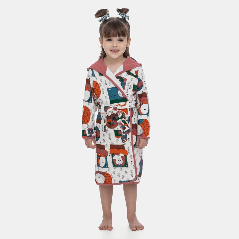 Roupão Feminino Infantil Estampado Manga Longa Capuz