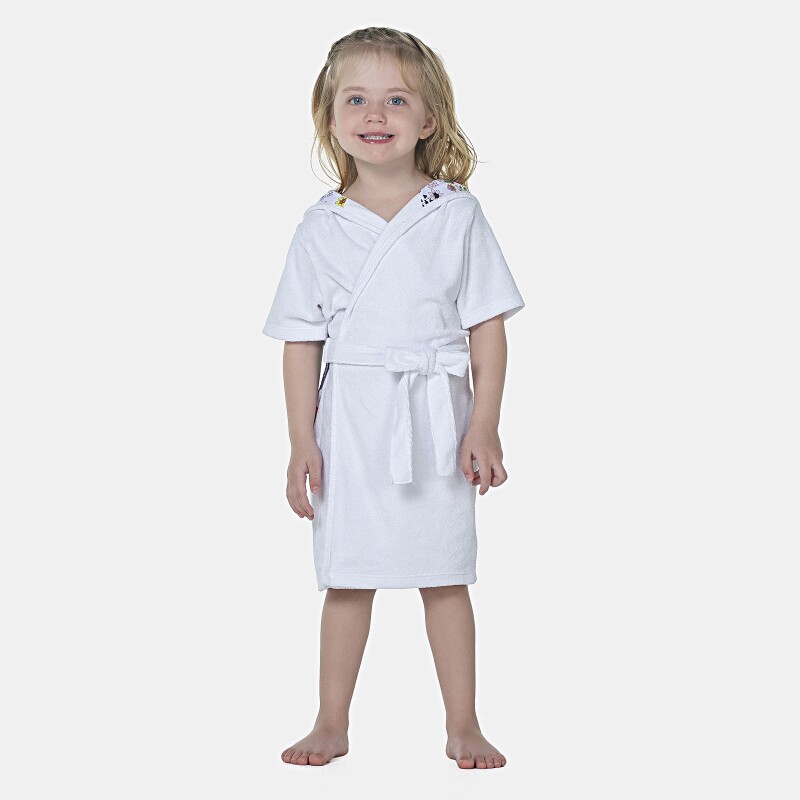 Roupão Feminino Baby Manga Curta Atoalhado Com Capuz