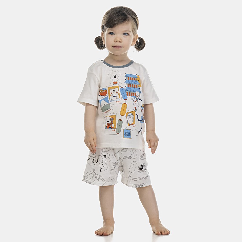 Pijama Baby Manga Curta e Short Unissex