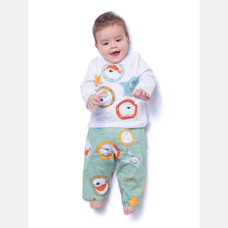 Conjunto Masculino Bebe Manga Longa e Calça 