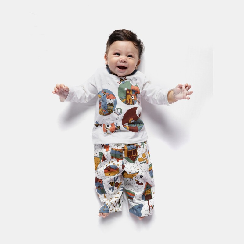 Pijama manga longa e calça Bebê Menino
