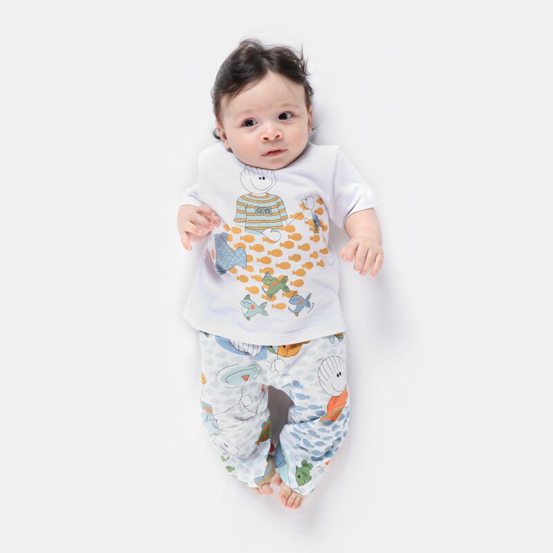 Pijama Masculino Bebe Manga Curta e Calça