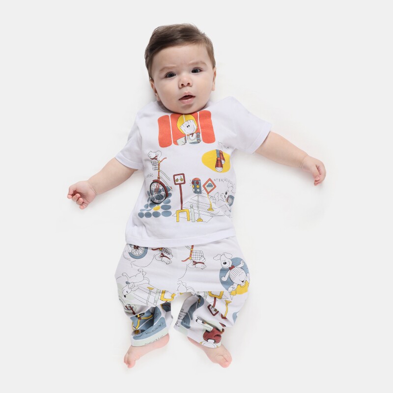 Pijama Masculino Bebe Manga Curta e Calça