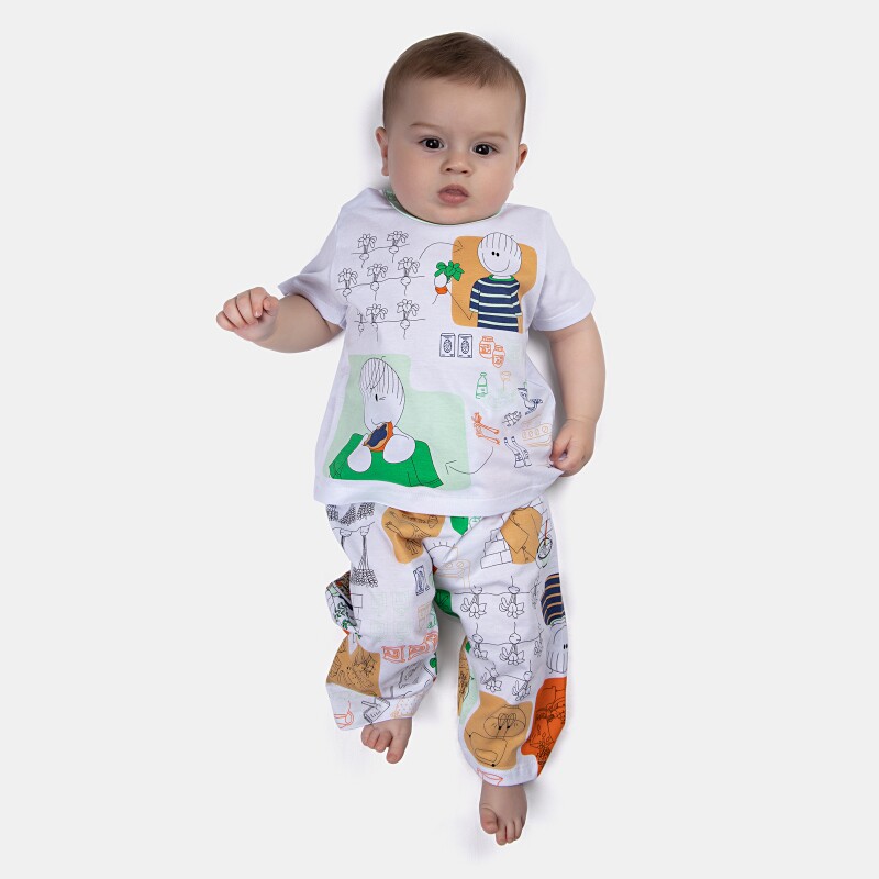 Pijama manga curta e calça