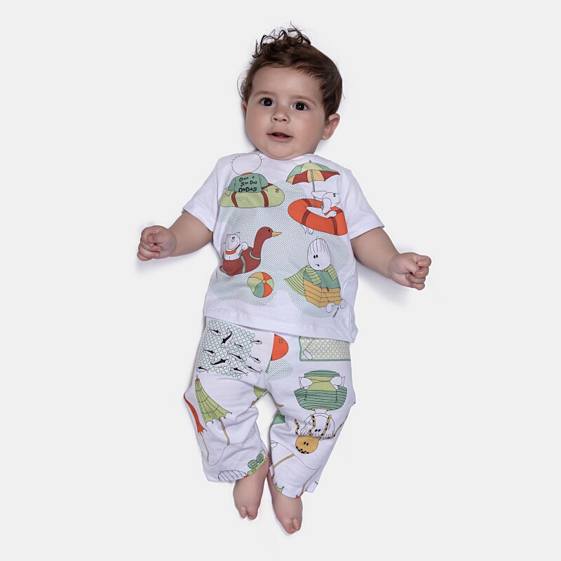 Pijama Manga Curta e Calça
