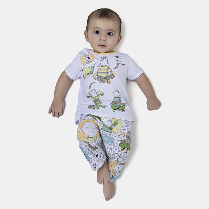 Pijama Masculino Bebe Manga Curta e Calça