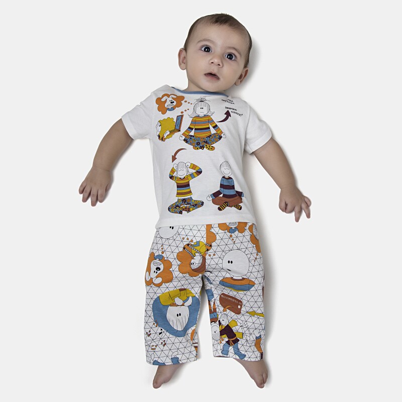 Pijama Masculino Bebe Manga Curta e Calça