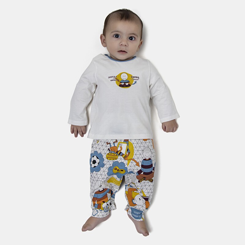 Pijama Masculino Bebe Manga Longa e Calça
