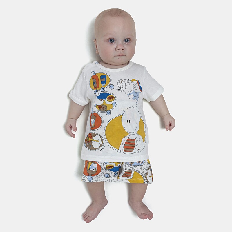 Pijama Masculino Bebe Manga Curta e Short