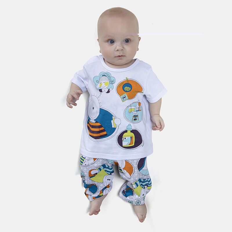 Pijama Masculino Bebe Manga Curta e Calça