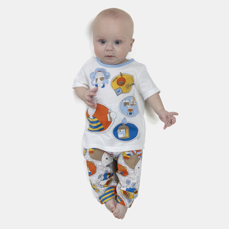 Pijama Masculino Bebe Manga Curta e Calça