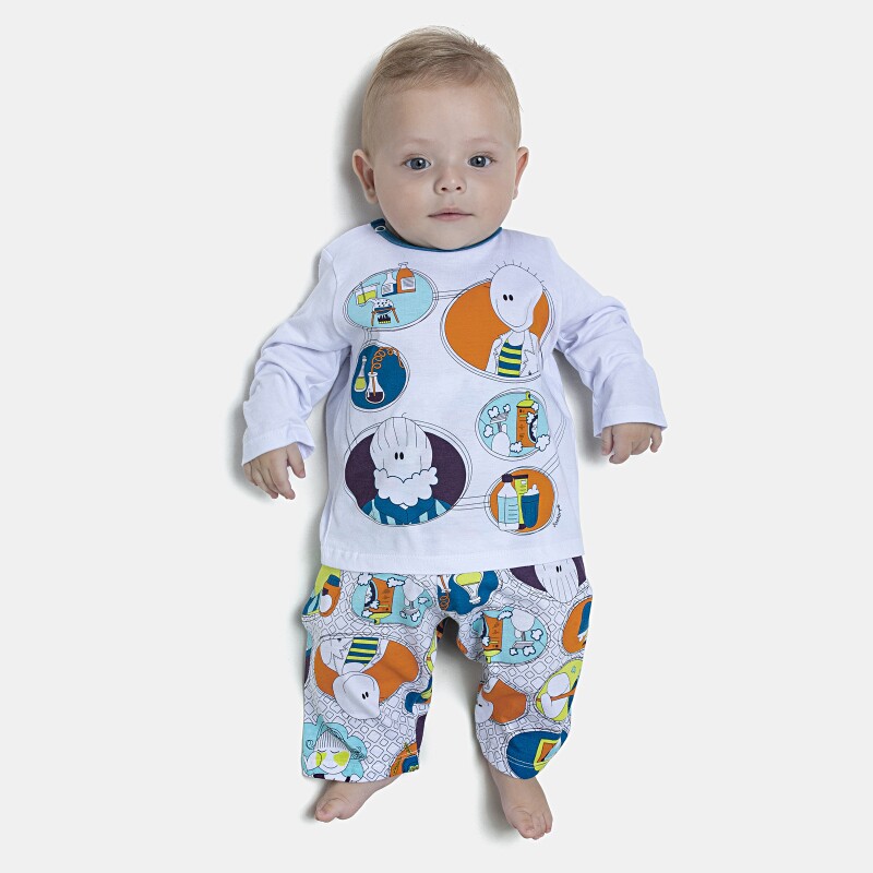 Pijama Masculino Bebe Manga Longa e Calça