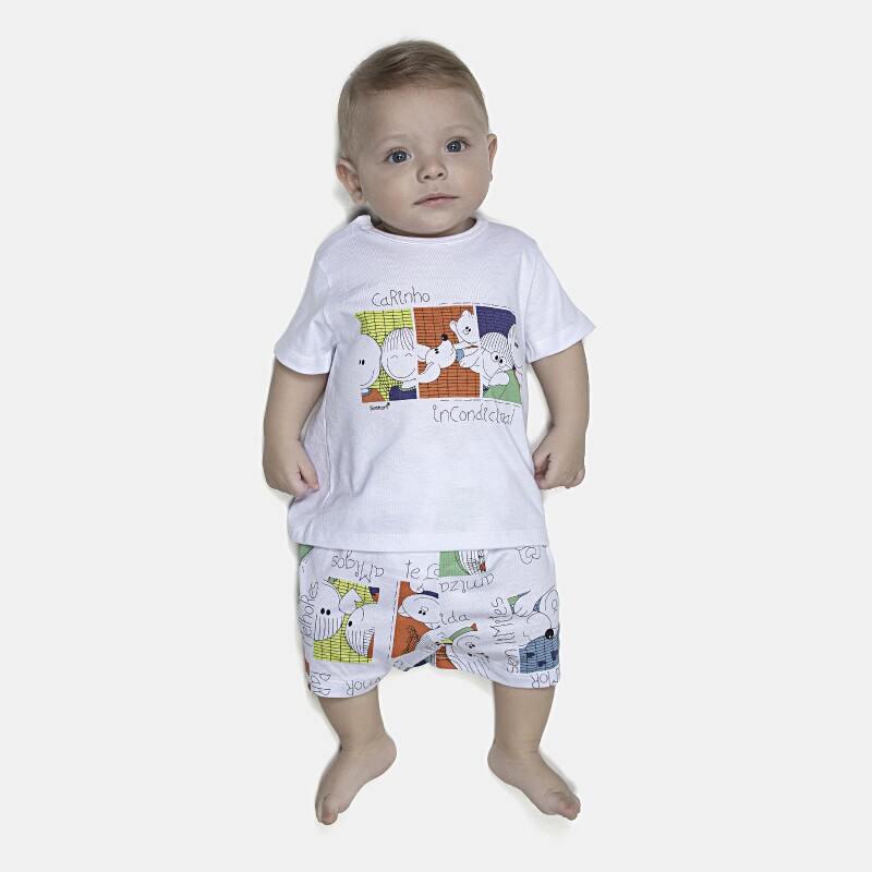 Pijama Masculino Bebe Manga Curta e Short