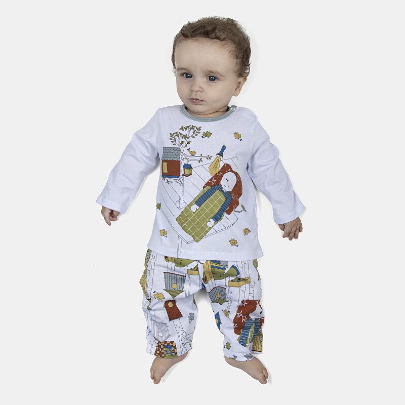 Pijama Masculino Bebe Manga Longa e Calça