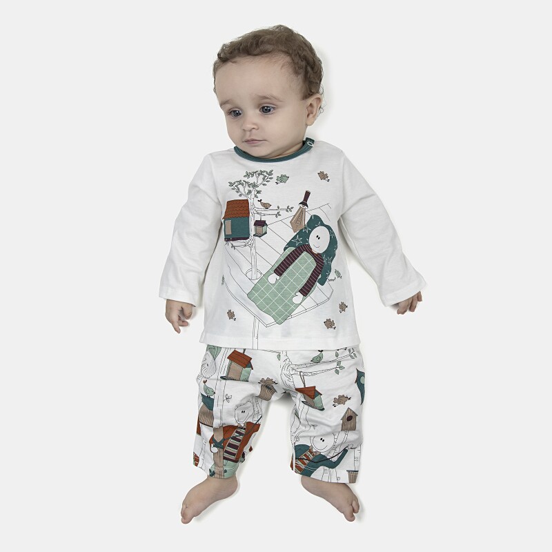 Pijama Masculino Bebe Manga Longa e Calça