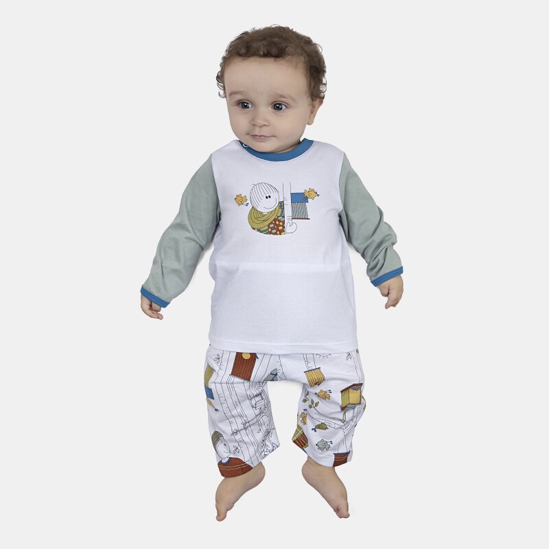 Pijama Masculino Bebe Body Manga Longa e Calça