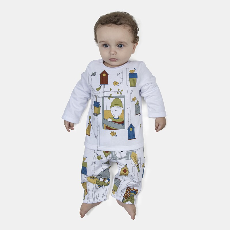 Pijama Masculino Bebe Manga Longa e Calça Moletinho
