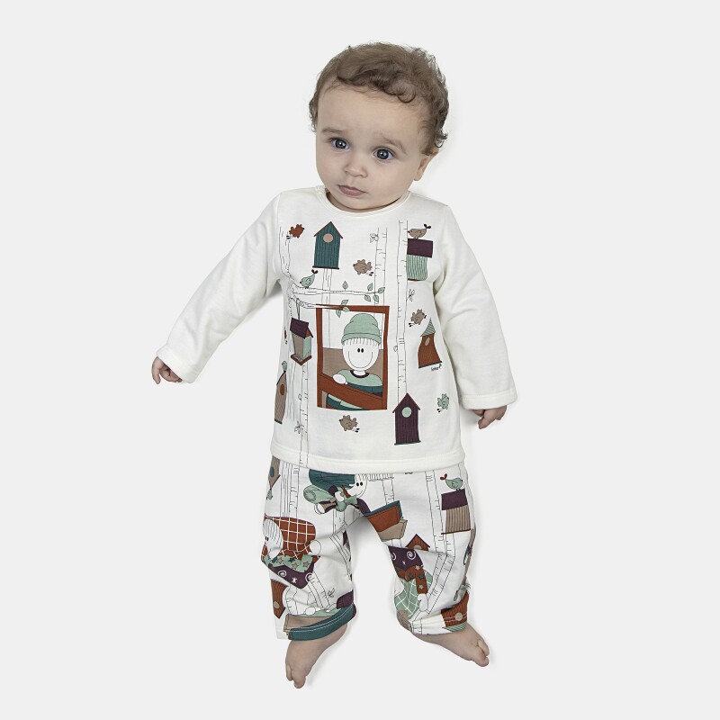 Pijama Masculino Bebe Manga Longa e Calça Moletinho