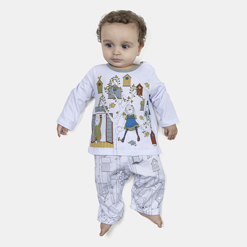 Pijama Masculino Bebe Manga Longa e Calça