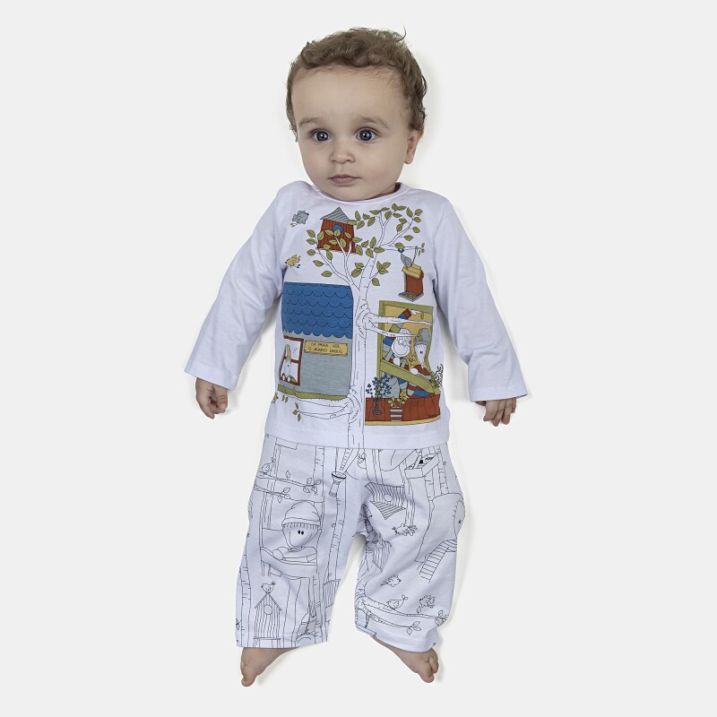 Pijama Masculino Bebe Manga Longa e Calça