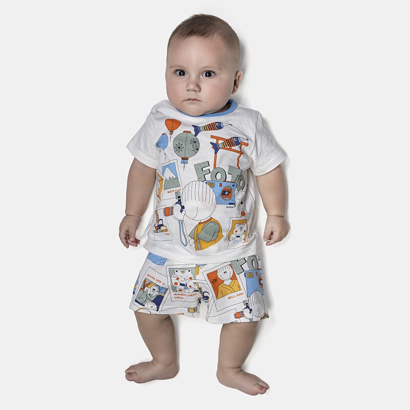Pijama Masculino Bebê Manga Curta e Short