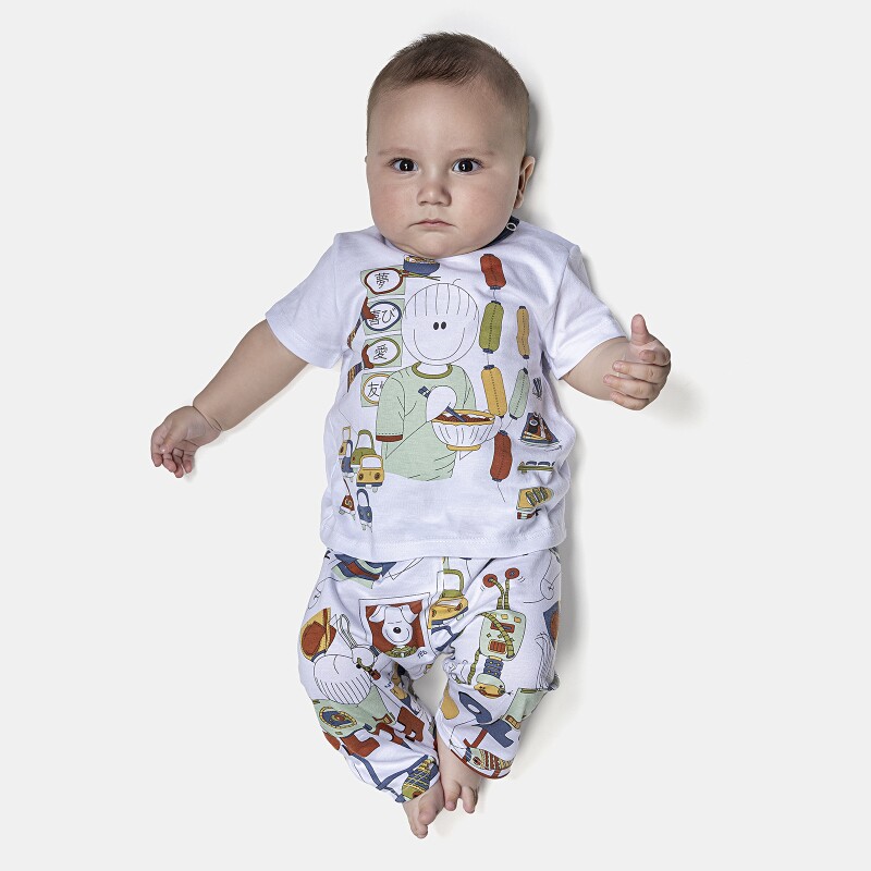 Pijama Masculino Bebê Manga Curta e Calça