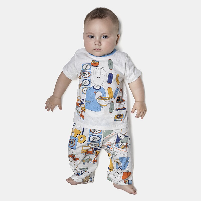 Pijama Masculino Bebê Manga Curta e Calça