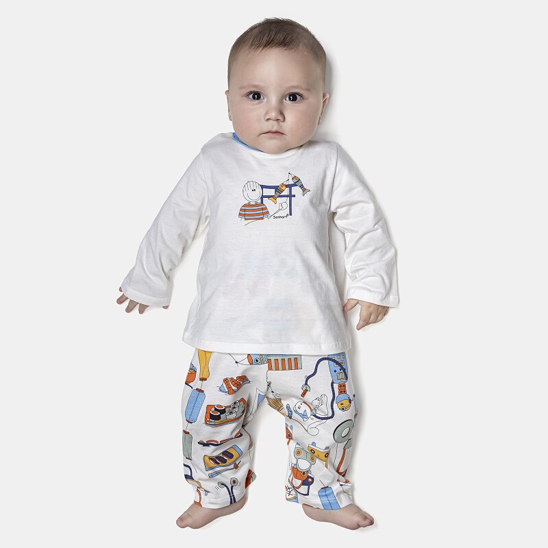 Pijama Masculino Bebê Manga Longa e Calça