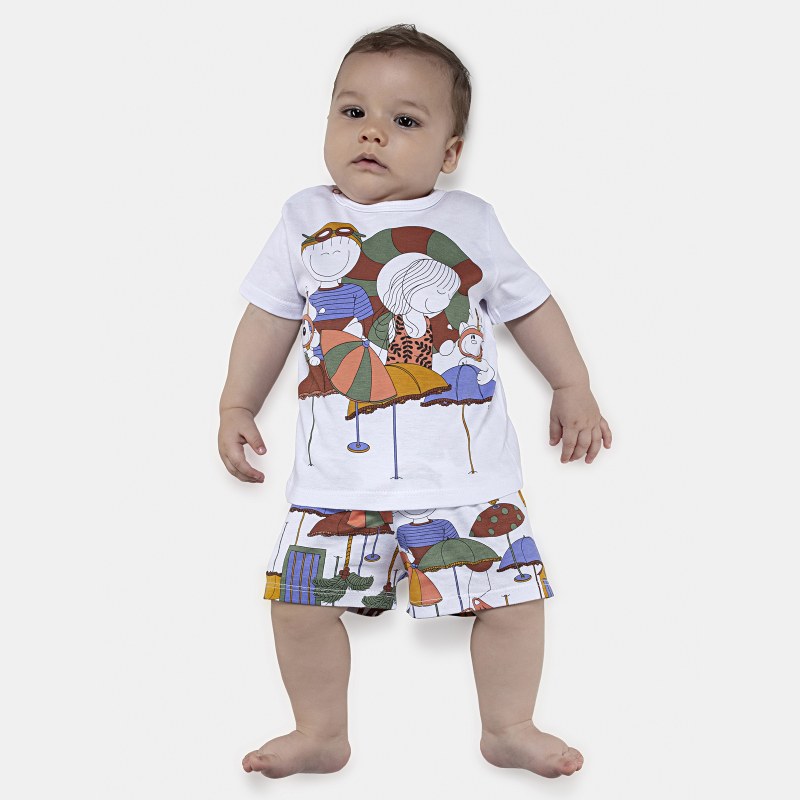 Pijama Masculino Bebe Manga Curta e Short