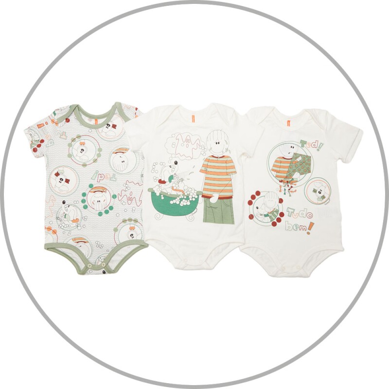 Kit Body Masculino Bebe Manga Curta