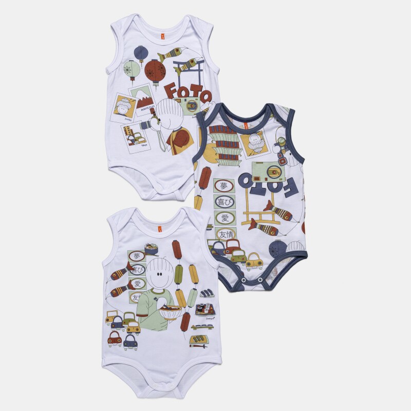 Kit Body Masculino Bebê Sem Mangas