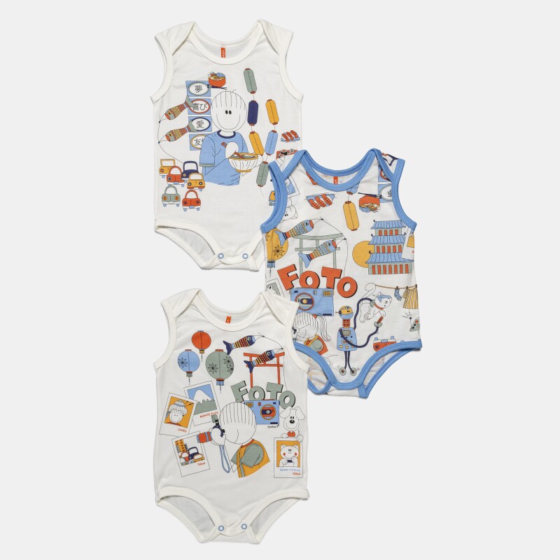 Kit Body Masculino Bebê Sem Mangas