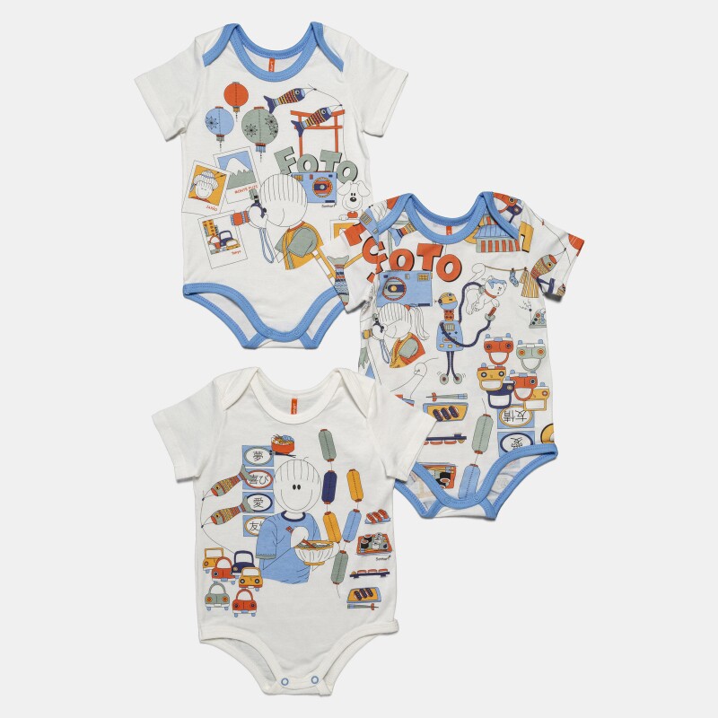 Kit Body Masculino Bebê Manga Curta