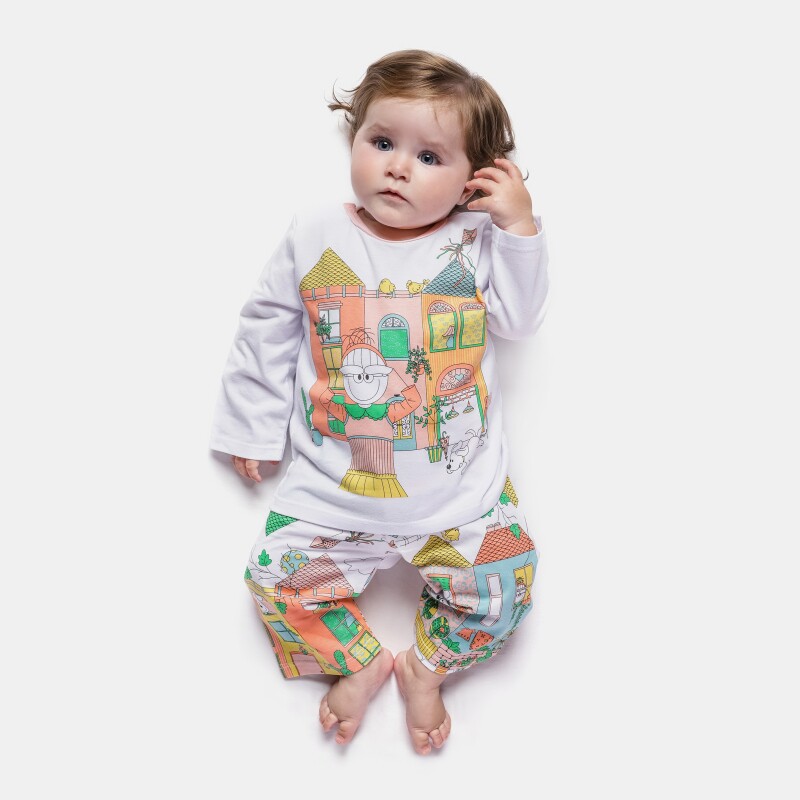 Pijama manga longa e calça 