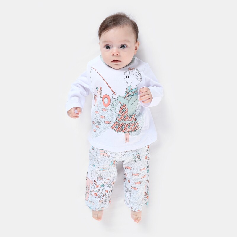 Pijama Feminino Bebe Manga Longa e Calça