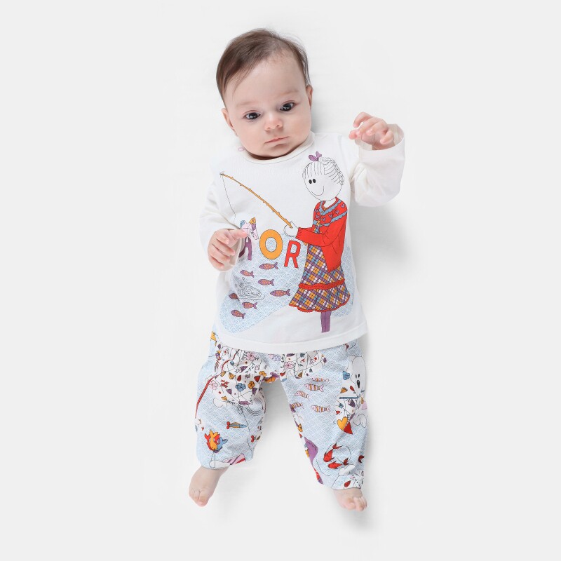 Pijama manga longa e calça        