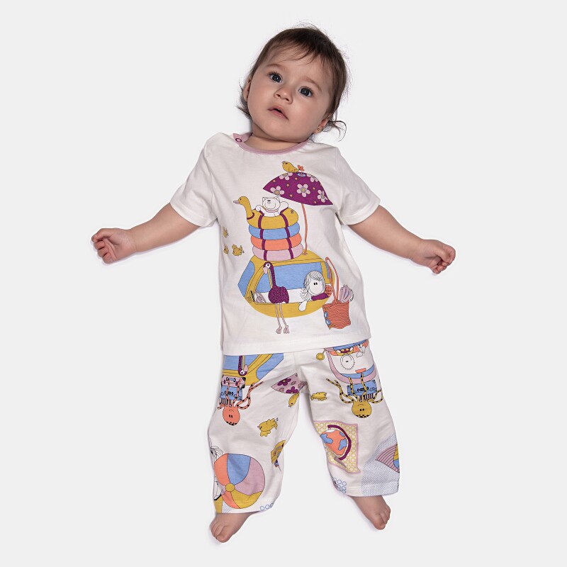 Pijama Manga Curta e Calça