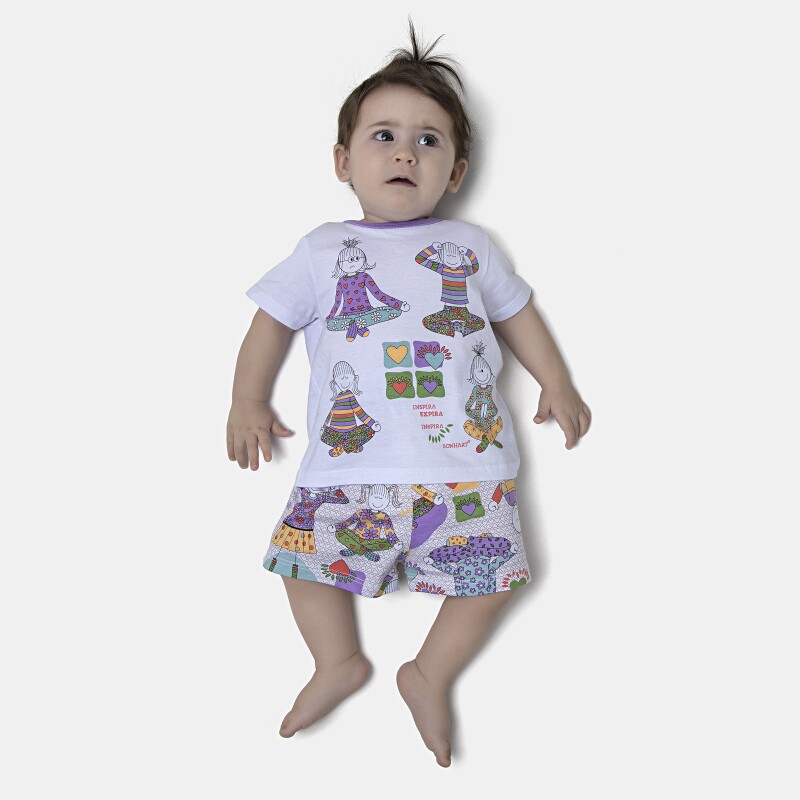 Pijama Feminino Bebe Manga Curta e Short