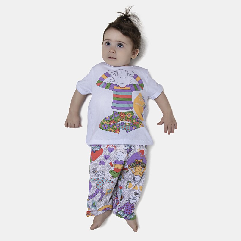 Pijama Feminino Bebe Manga Curta e Calça